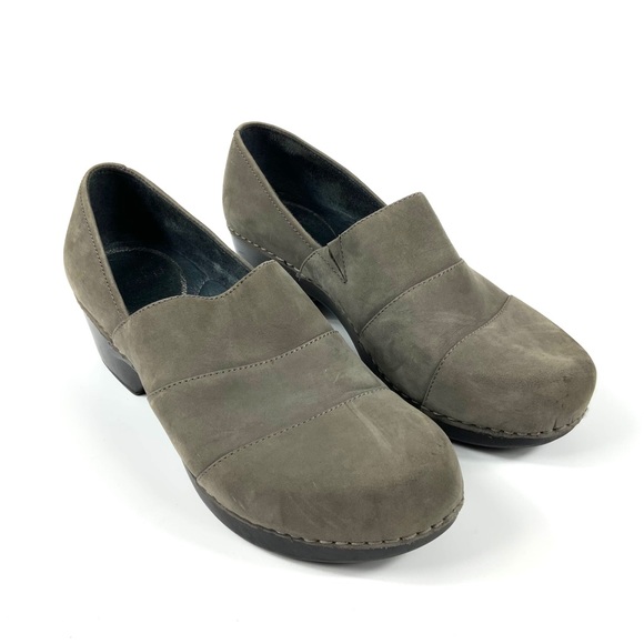 Dansko Tenley Grey Leather Slip On Clog - Picture 1 of 7